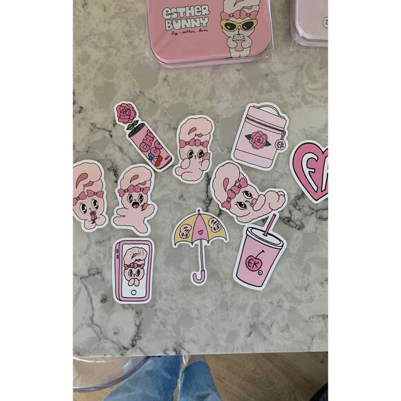 NIB Esther Bunny Tin Box with Stickers - Picture 2 of 4